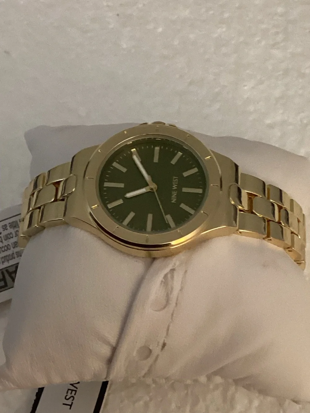 Nine West Gold Tone Bracelet Watch with Green Face